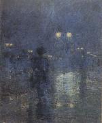 Childe Hassam Fifth Avenue Nocturne (mk43) oil on canvas